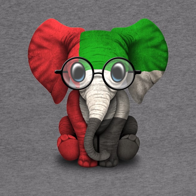 Baby Elephant with Glasses and UAE Flag by jeffbartels